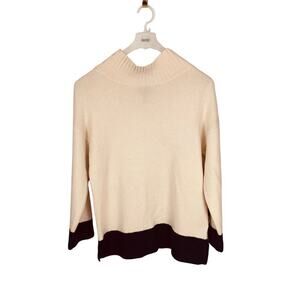 rag & bone Aubree Ivory Navy Cashmere Funnel Neck Sweater Size M